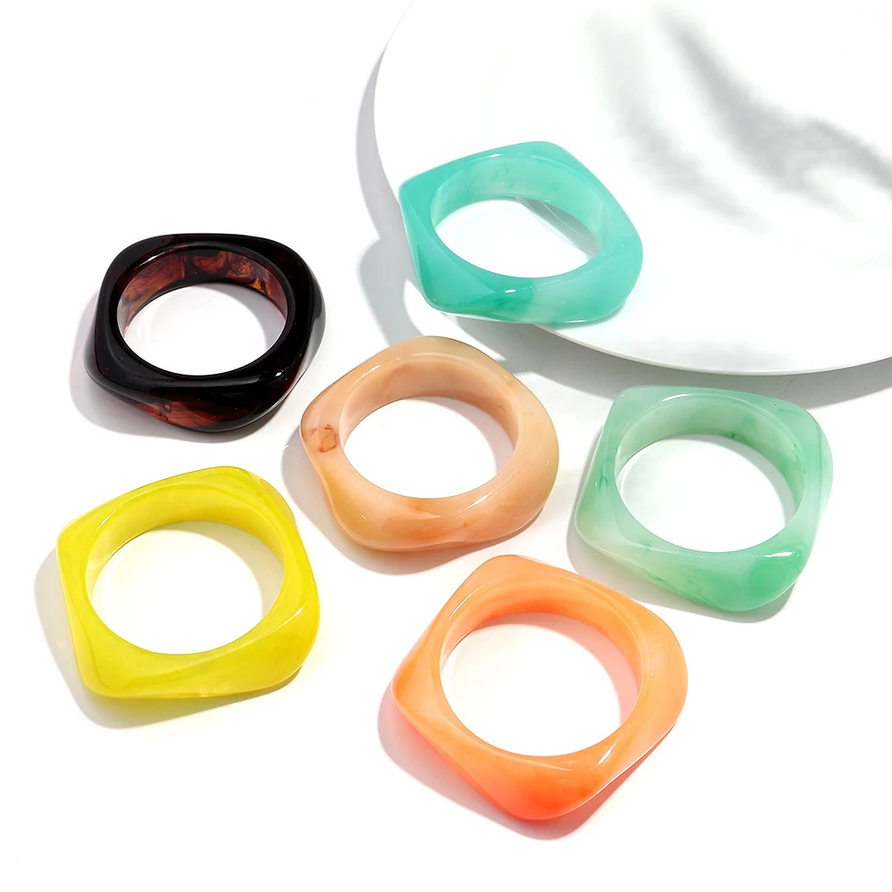 Vintage Acryl große bunte geometrische unregelmäßige Armreifen für Frauen trendige Harz breite Manschette Armreifen Armbänder 2025, Modeschmuck – Detail 8