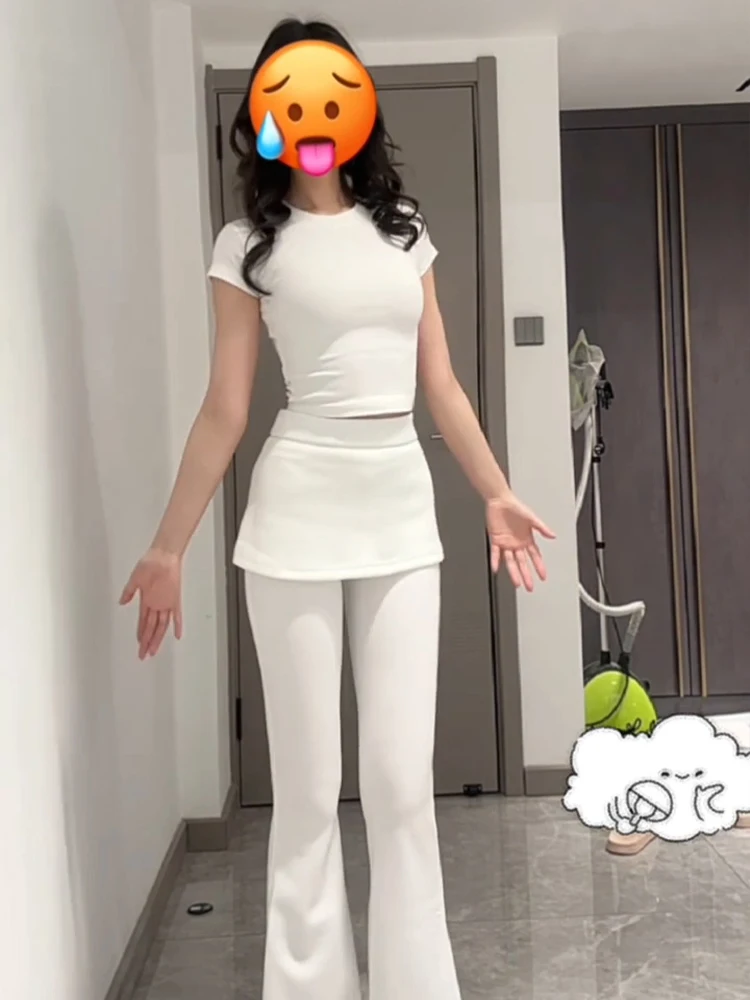 White Flared Yoga Pants Women's Casual Skirt Pants Inteated High Waist Long Legs Spring New Sle Casual Pants