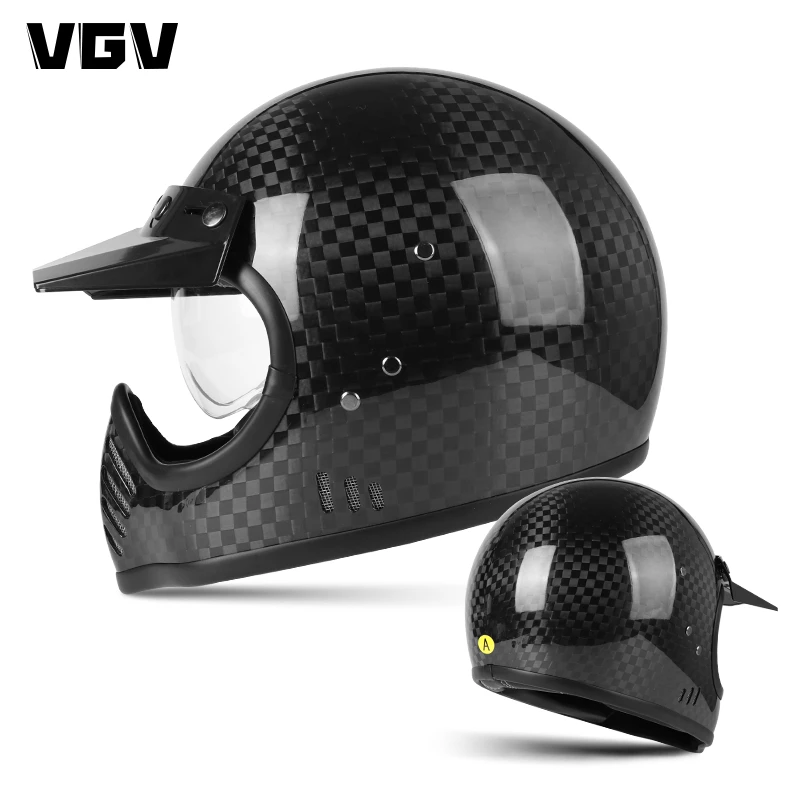 

Vintage Carbon Fiber Full Helmet for Men Certification Four Seasons General Personality Riding Safety Motorcycle Helmet Summer