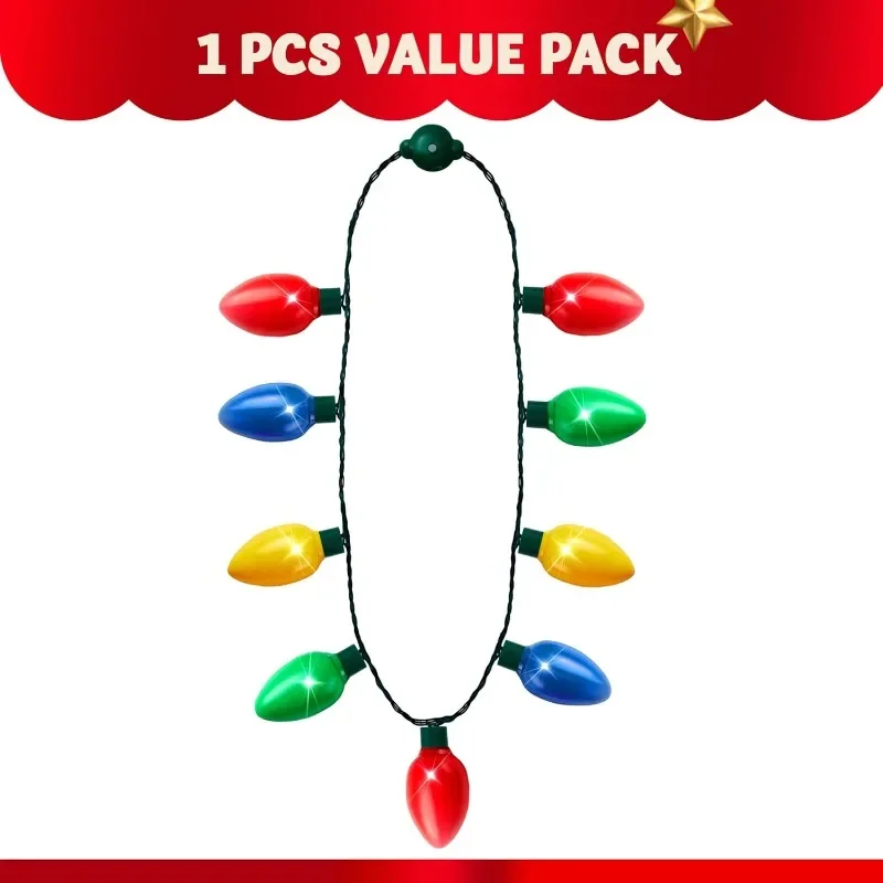 1 Pack Christmas 9 LED Light Up Bulb Necklaces for Women  Holiday Necklace Costume Accessories Xmas Party Favor Suppl