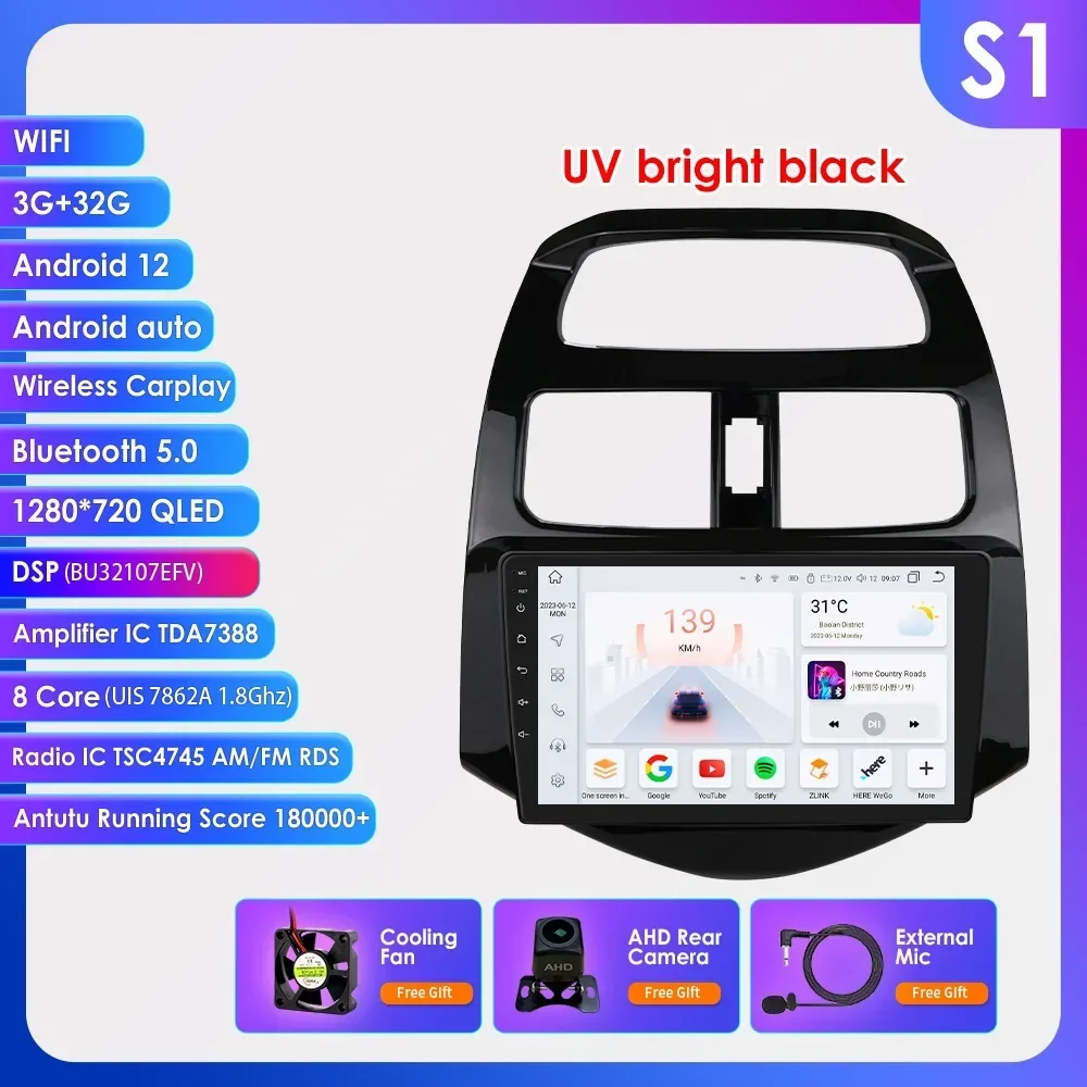 Hizpo Android 13 Autoradio Multimedia Voor Chevrolet Spark Beat Matiz Creatieve 2010-2014 Navigatie GPS Video Player 8 Core 7862