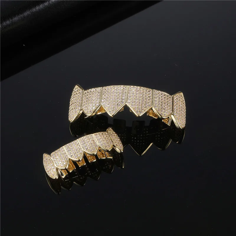 

Fashion Vampire Fangs Braces Copper Diamond Full Rhinestone Hip-Hop Braces Jewelry Holiday Gift