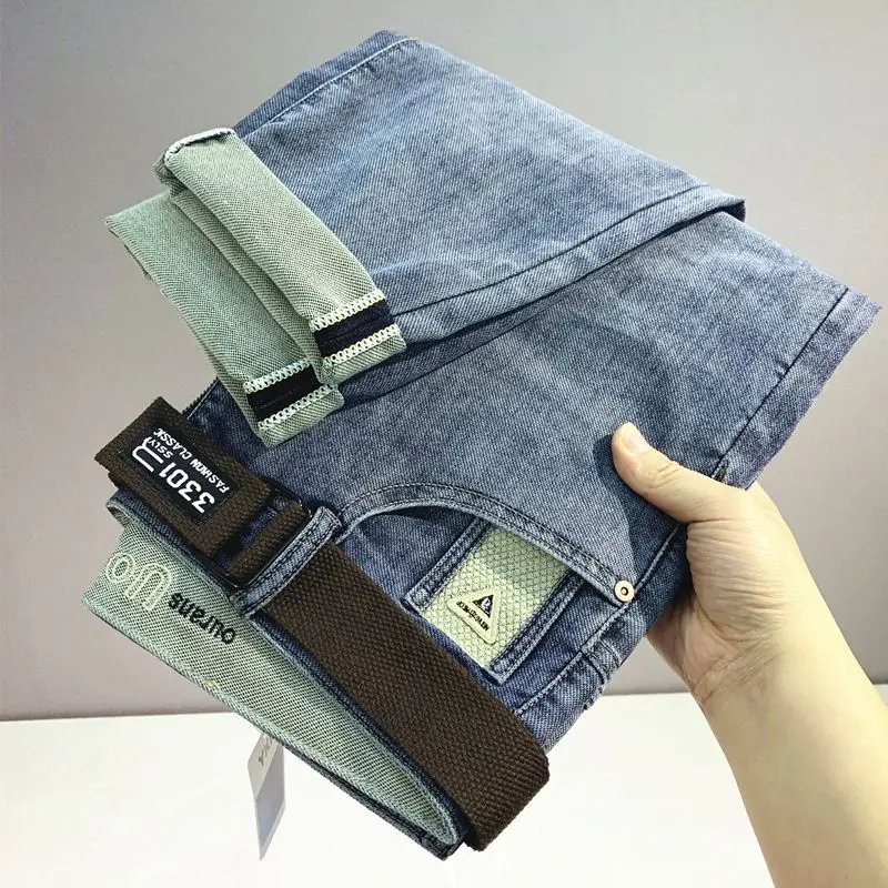 

Man Clothing Summer Men's Jeans Soft Thin Elastic Small Feet Straight Loose Denim Trousers Slim Pants Jeans for Man Original