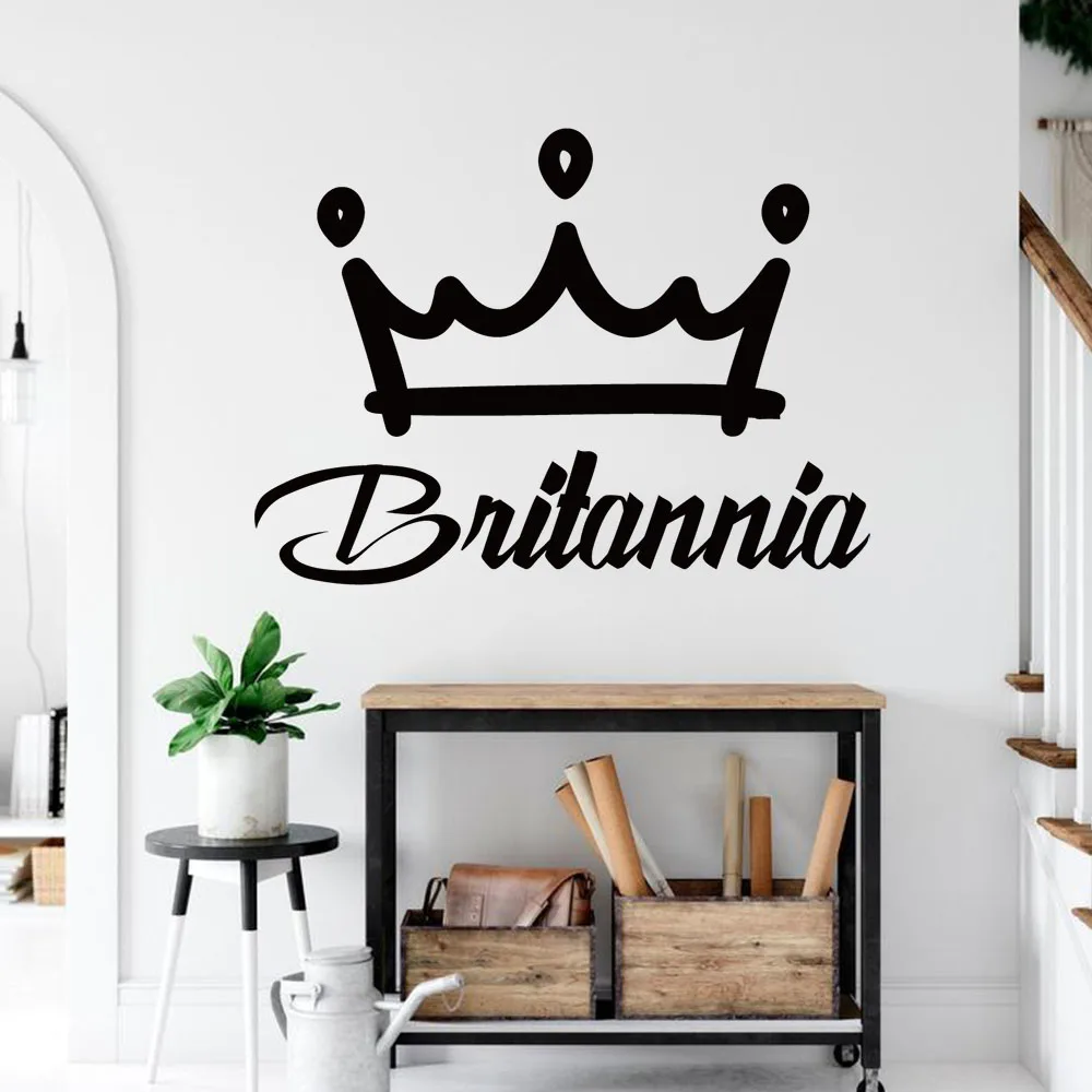 1PC Fashion Crown Customized Text Decorative Sticker Waterproof Home Decor Door Decor Vinyl Decals