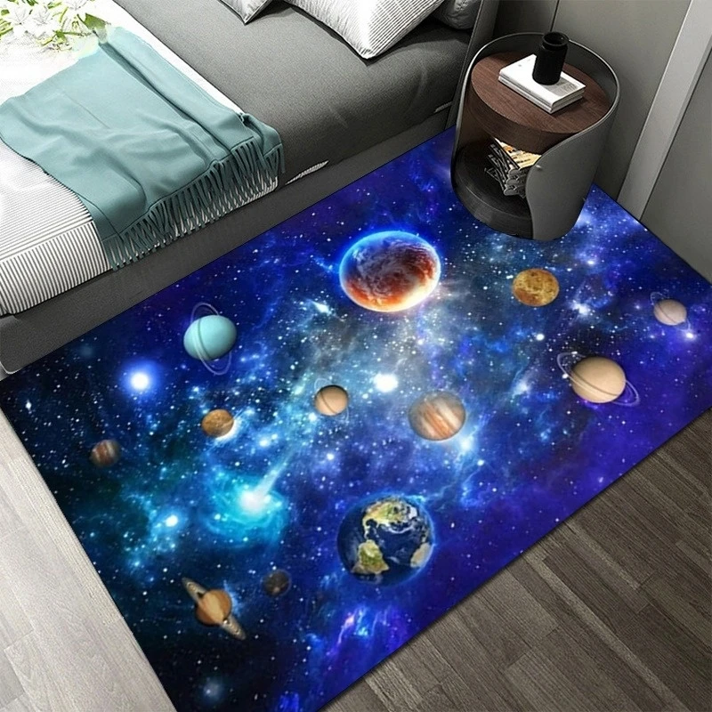 3D Solar System Children\'s Room Carpet Space Planet Carpet Children\'s Bedroom Anti-slip Mat Home Decoration Play Crawling Mat