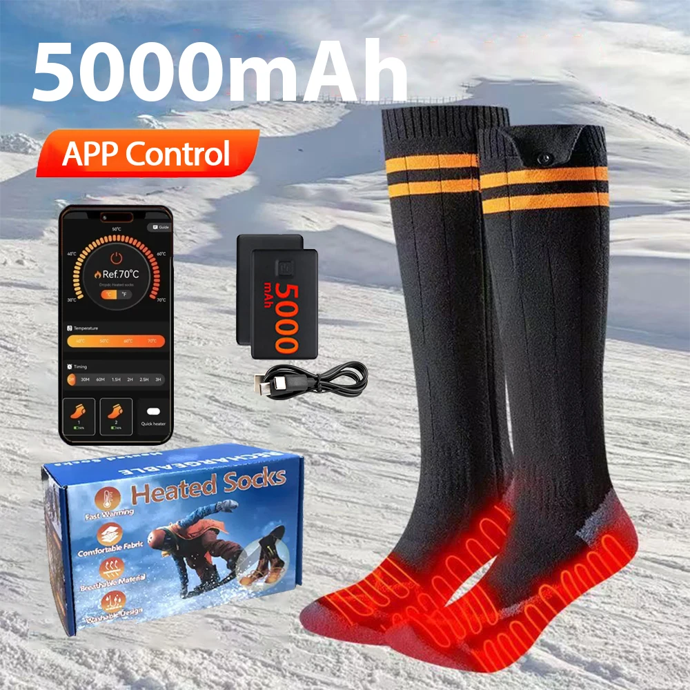 

Новые электрические носки 2026 года для мужчин и женщин, с подогревом, управление через приложение, для катания на лыжах, спортивные, грелки для ног, термо, моющиеся