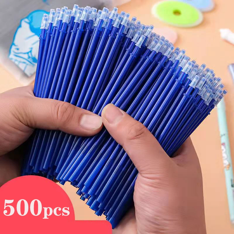 

500Pcs/set Erasable Refill Washable Rod 0.5mm Needle Tip Black /Blue Erasable Gel Pens Refills School Office Wholesale