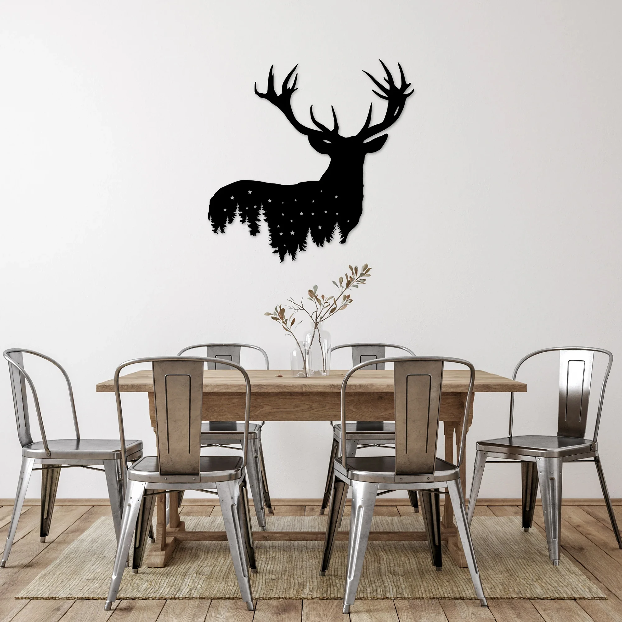 13.8x9.5inch Deer Design Metal Wall Art Hanging for Living Room Bedroom Indoor Outdoor Office Decoration