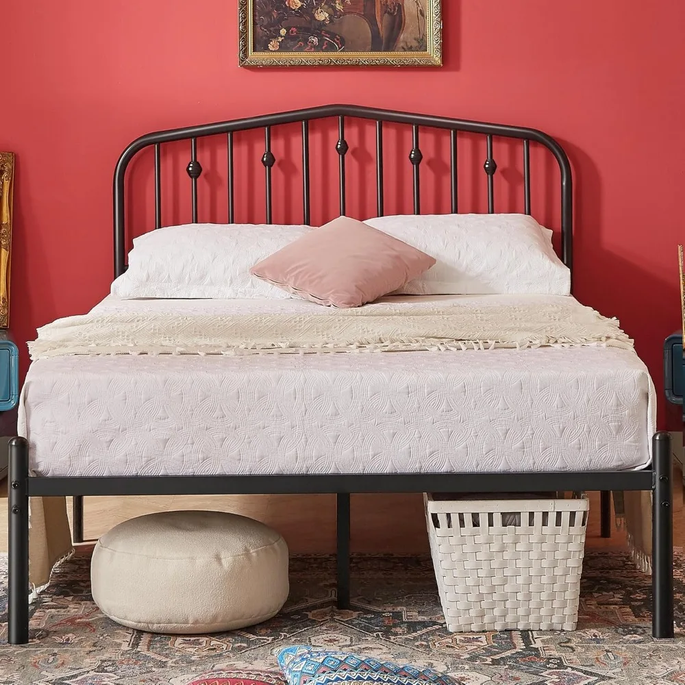 

Metal Queen Bed Frame, 14 Inch Sturdy Queen Size Bed Frame with Headboard and 12.5" Under-Bed Storage, Safe Round Corner, Noisel