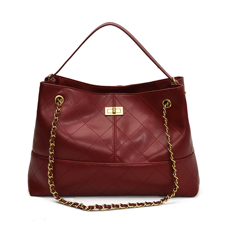 

​​Lock Closure Boho Shopper Bag Women Spliced Leather Underarm Purse Hippie Commuter Essential Water Resistant Canvas Material
