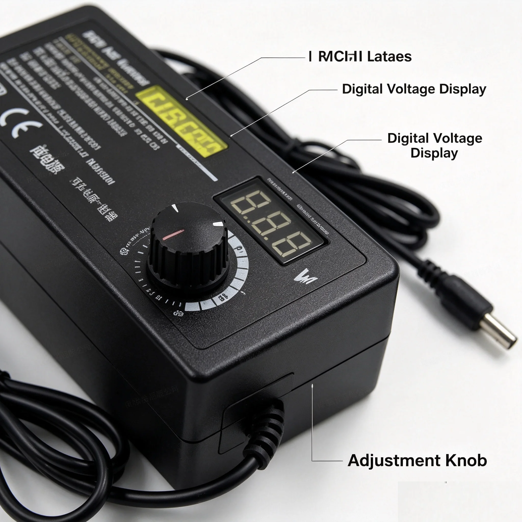 HTMCK 60W Adjustable Power Supply Adapter, 3V-24VVariable Voltage with LED Digital Display, Universal AC‑DC Charger for Gaming