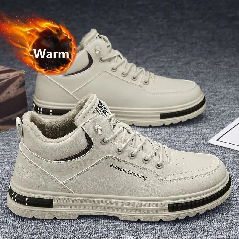 New Warm Sneakers for Men Trend High-top Casual Flat Shoes Men Lace Up Korean Version Tooling Shoes Zapatilla Hombre 2023