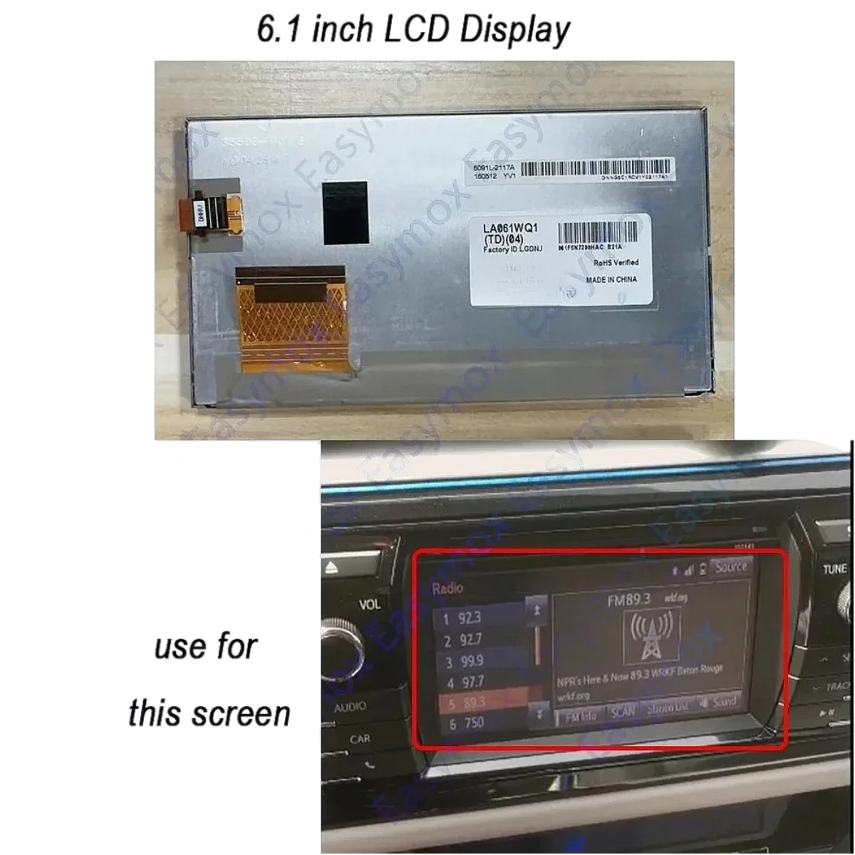 6.1 Inch LCD Touch Screen Replacement for Toyota Corolla Entune 2014-2016 Car Navigation Radio Satellite Display Repair