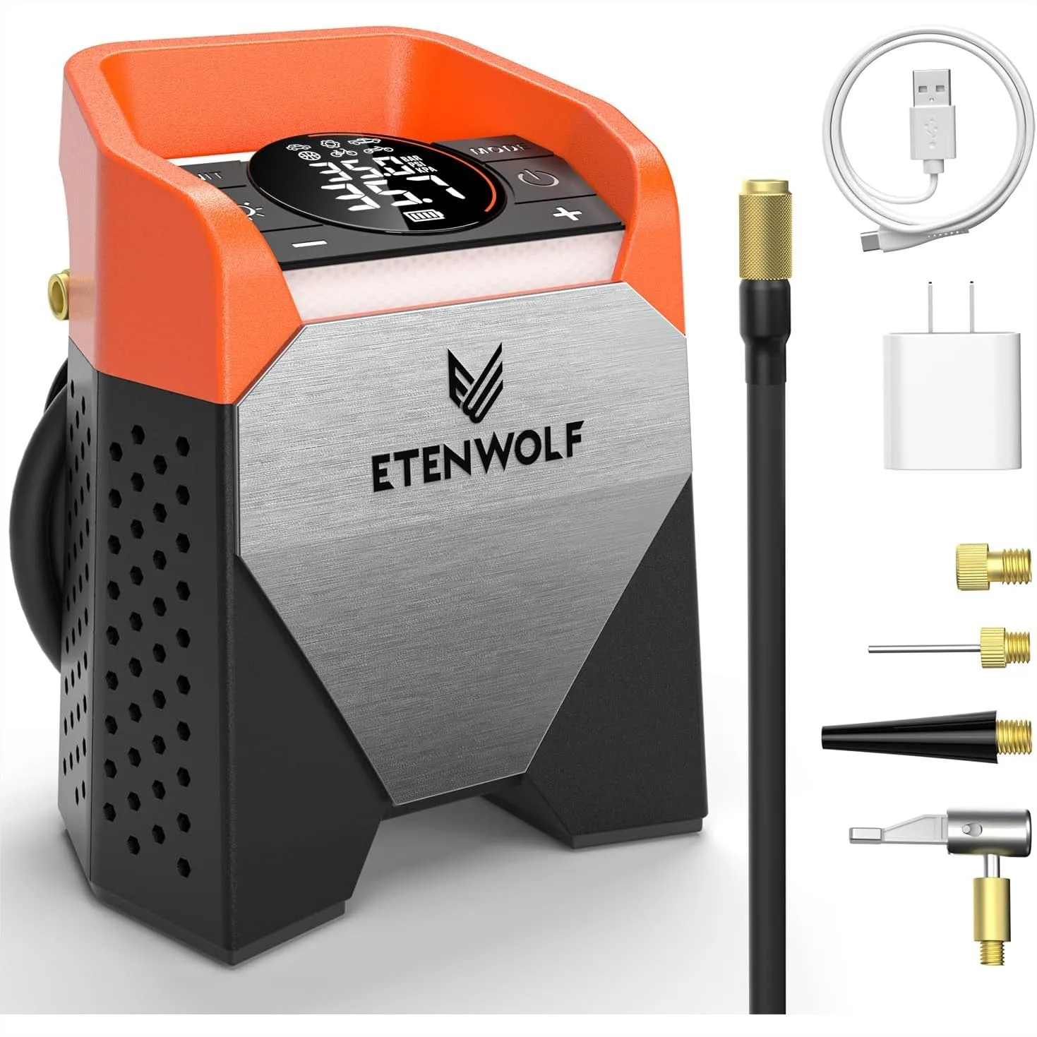 

Heavy-Duty Tire Inflator Portable Air Compressor, 160PSI Cordless Air Pump with 15600mAh Battery, LED Light for Car Tires, Bike,
