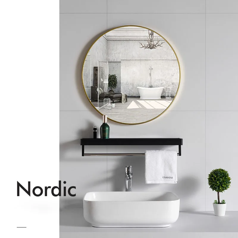 Northern Europe Modern Simplicity Style Black White Gold 40cm Circular Bathroom Mirror Washroom Wall Mounted Mirrors зеркало