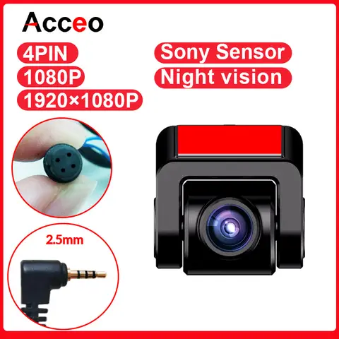 Acceo 자동차 후면보기 카메라 모니터 E-ACE 자동차 DVR 용 6m/10m/15m 케이블이있는 1080p 2.5mm 4 핀 야간 투시경 후면보기 카메라