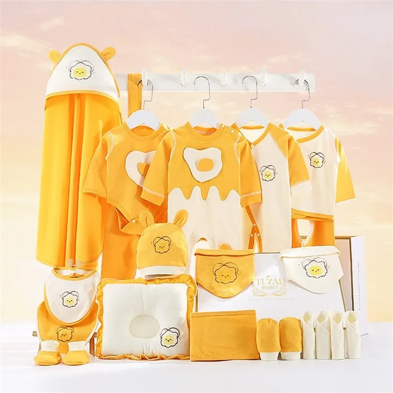 21/22/23pcs Fried Eggs Newborn Clothes Set 100% Cotton Baby Gift 0-6 Months Baby Set Kids Clothes Suit Unisex Without Box