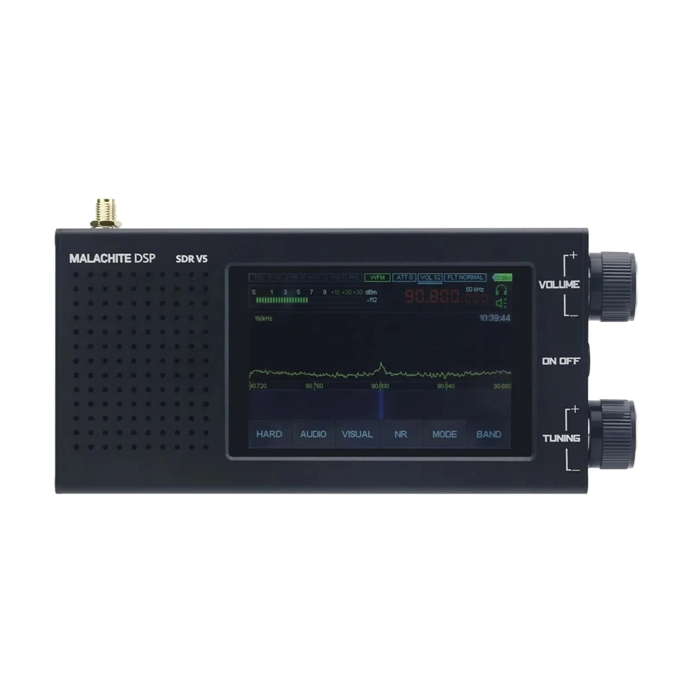 Malachite DSP SDR Radio Receiver V5 Aluminum with 1.10d Firmware Shortwave (Black Version)