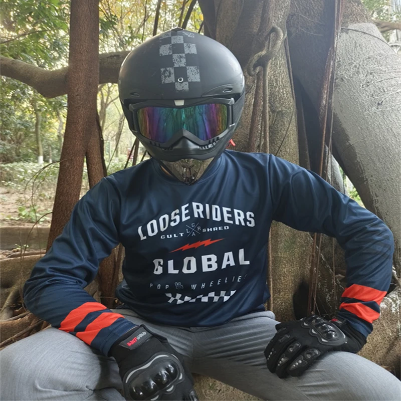 

Летняя мотоциклетная рубашка с длинными рукавами, дышащая спортивная одежда на открытом воздухе, горный велосипед, внедорожный костюм, гоночная мужская и женская футболка