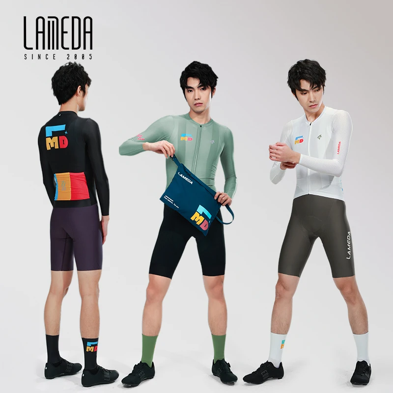 LAMEDA Cycling Jersey Spring Summer Men Thin Long Sleeves High Elasticity Breathable Quick-drying Road Bike Top Clothing