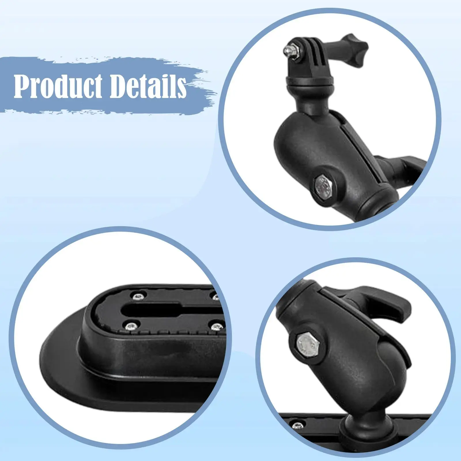 Kayak Rail Camera Mount Motion Camera Mount Stable,Kayak Boat Accessory Adjustable Support Mounting Bracket for Water Sports