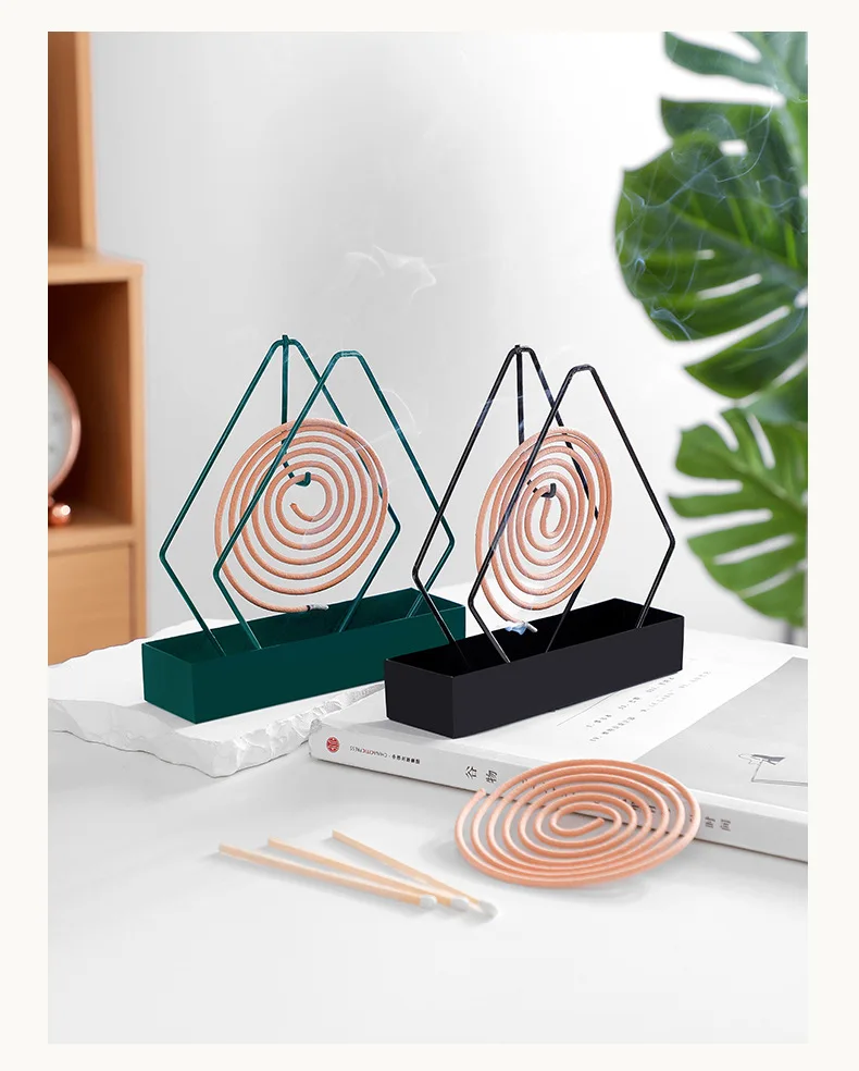 

Summer Iron Mosquito Coil Holder With Tray Plate Nordic Style Spiral Creative Mosquito Repellent Incenses Ornament Home Decor