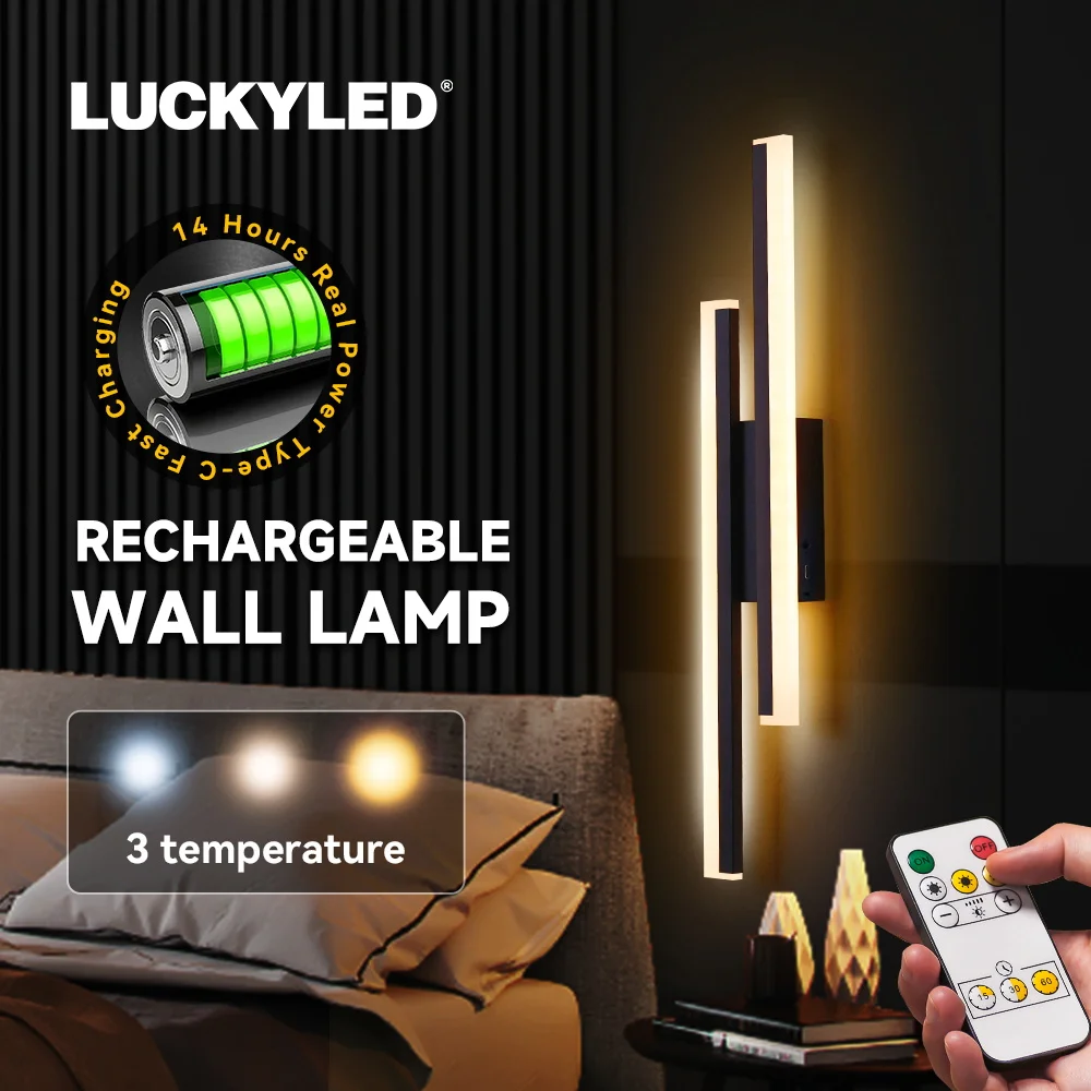 Wall Light Sconces Set of 2 Pack Acrylic Lampshade Interior Wall Sconces Wireless Dimming Wall Lamp Rechargeable Magnetic 50cm