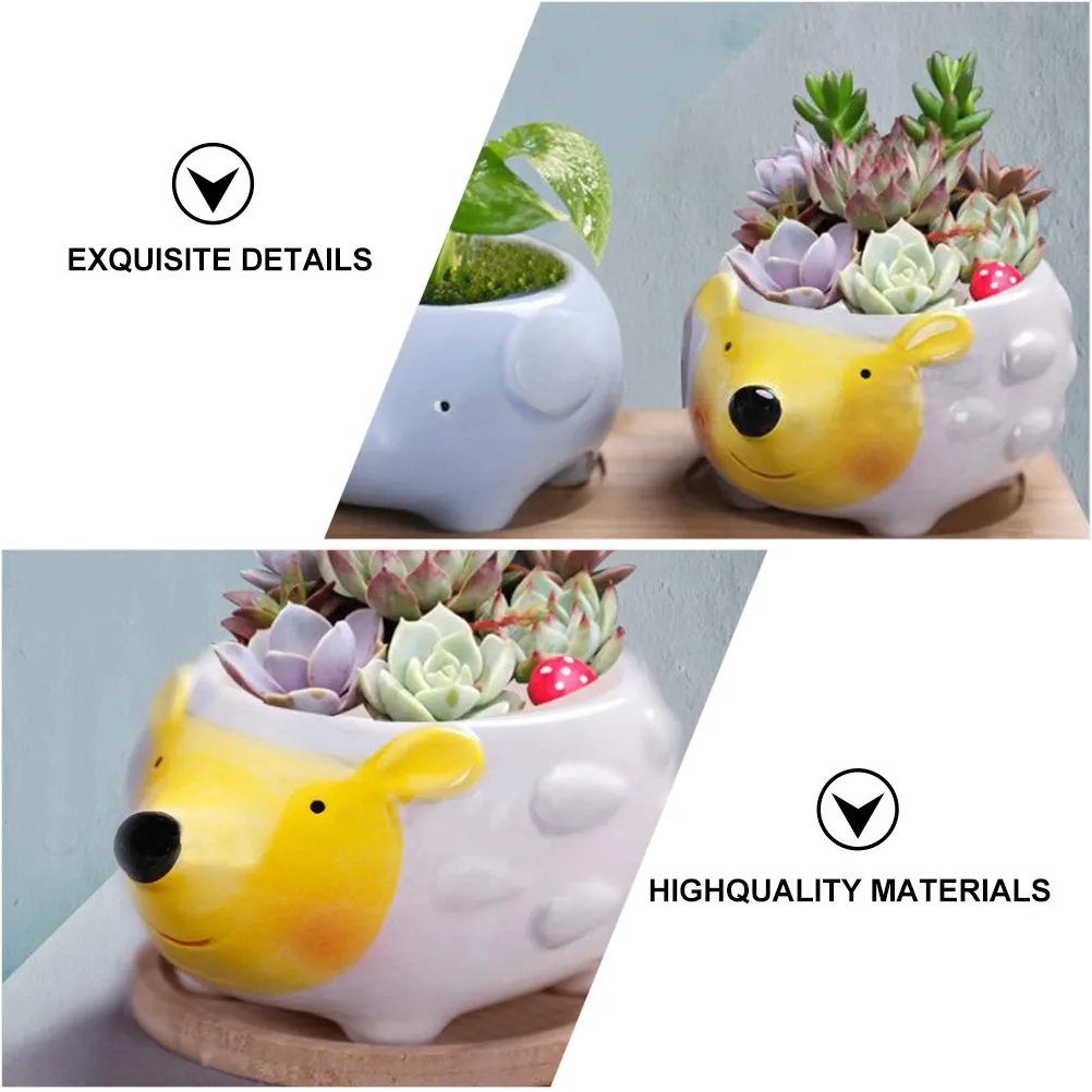 4Pcs Ceramic Flower Pots Set Mini Succulent Pots Desktop Flower Pot Garden Decor Living Room Kids Room Office Ceramic Planter