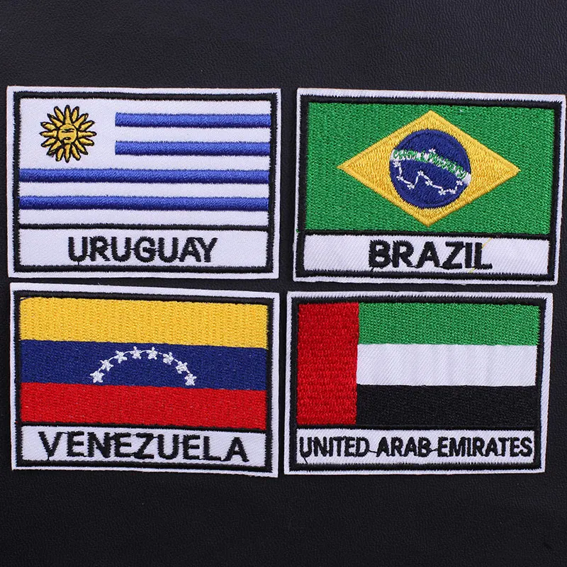 Iron on Flag of Russia Brazil Uruguay Venezuela USA UK Japan Korea Patches on Clothes Thermoadhesive Badges Appliques Army Patch