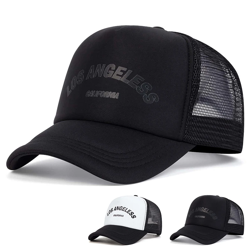 Męskie damskie czapki z daszkiem LOS ANGELES modne letnie oddychające czapki z siatki czapki z prostym daszkiem Unisex czapki Trucker czapki Hip Hop