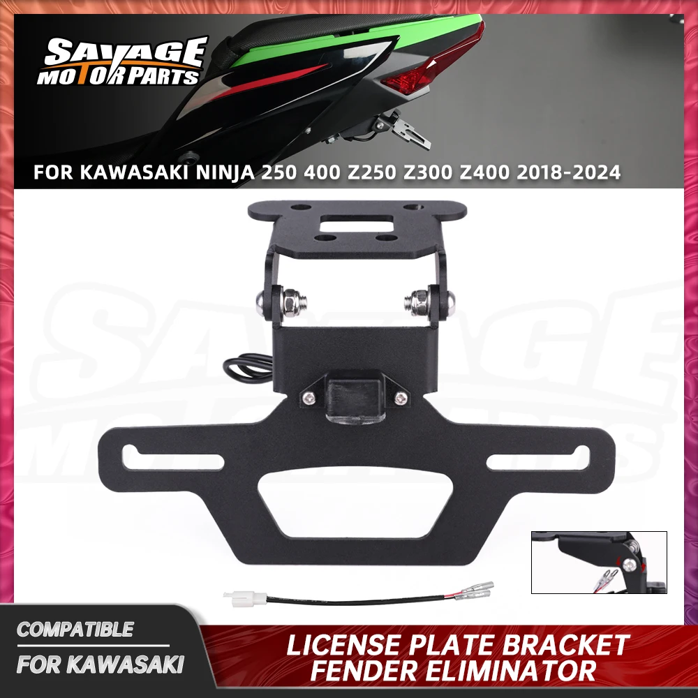 

2024 For Kawasaki Ninja 400 Z400 Motorcycle License Plate Holder Rear Tail Tidy Fender Eliminator LED Plate Light Ninja 250 300