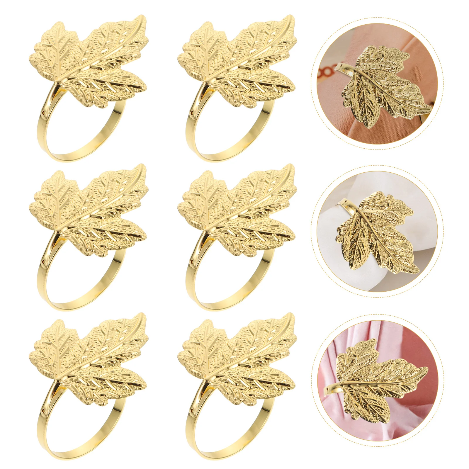 

6pcs Napkin Delicate Leaf Shape Kitchen Leaf Napkin Buckles Table naments Stainless Steel Thanksgiving Elegant Stylish