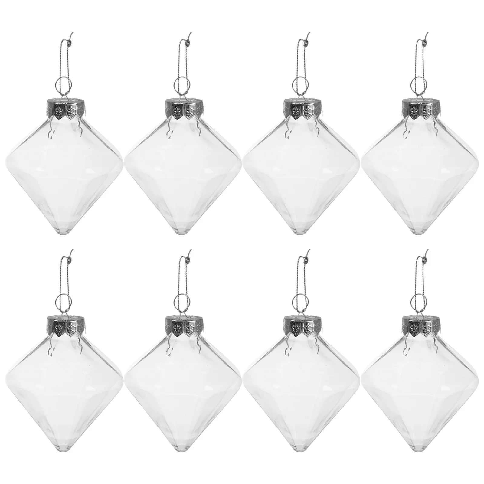 

8pcs Diamond Ball Hanging Parts Diy Christmas Decorations Clear Fillable Ornaments Transparent Baubles Plastic Tree Wedding