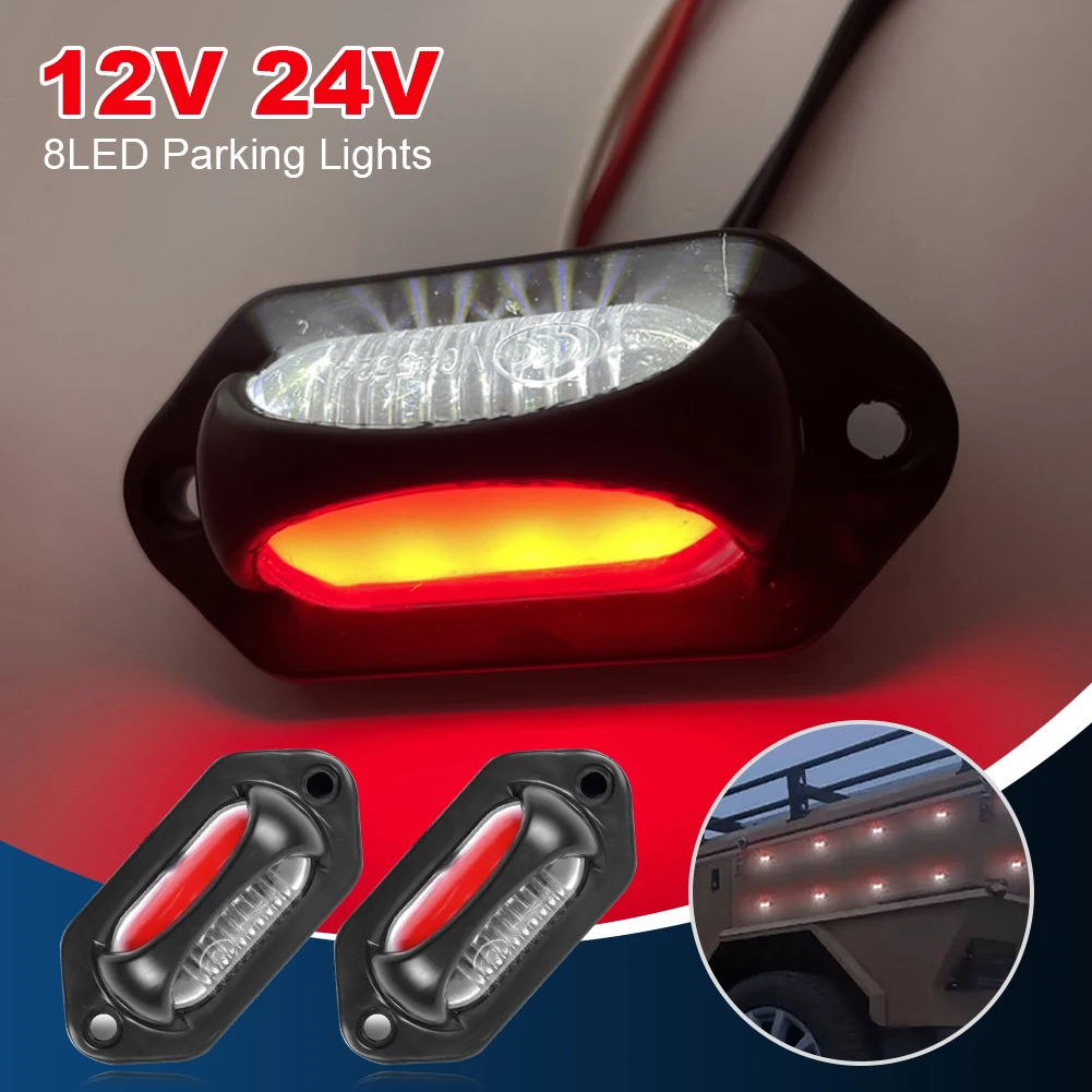 

2pcs 8LED Truck Trailer LED Side Marker Lights 12V 24V License Plate Light LED Lorry Tractor RV Pickup Clearance Parking Light