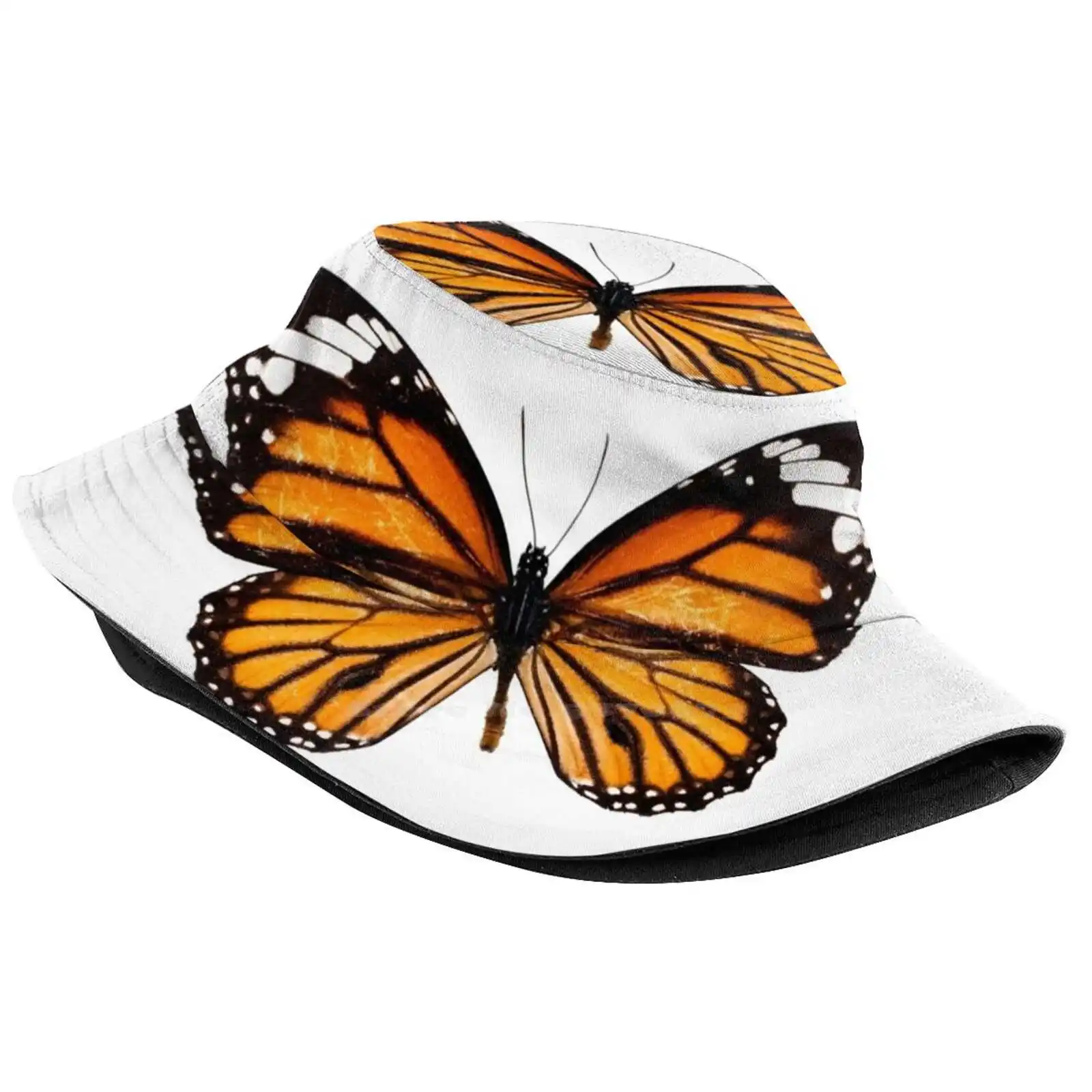 Monarch Butterfly Sticker Korean Caps Funny Beach Bucket Hats Nature Wings Insects Flower Bug Summer Monarch Butterflies Animal