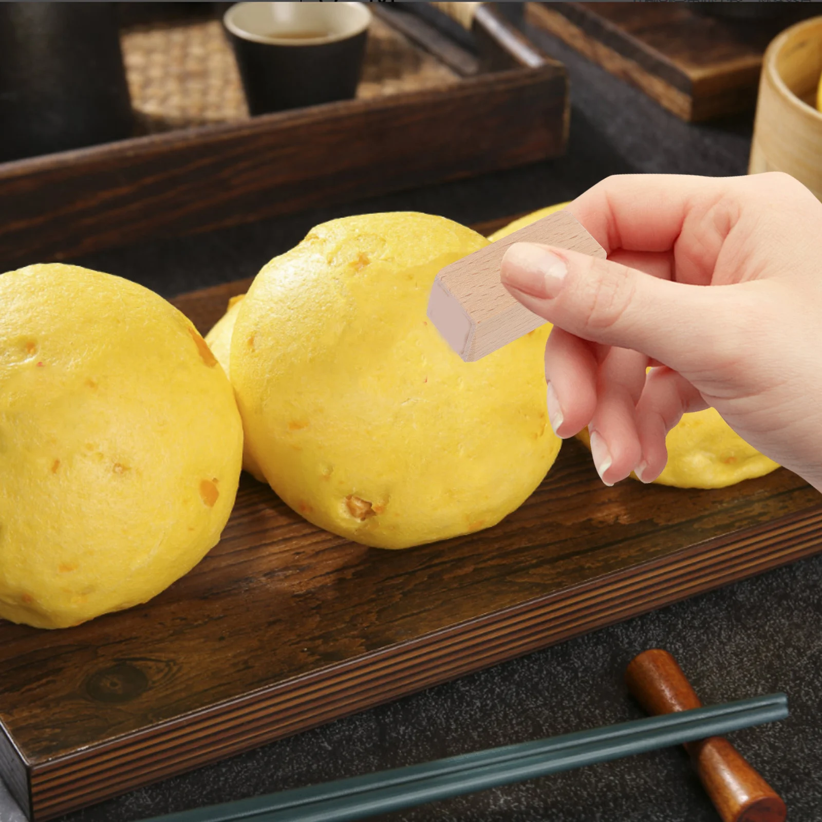 2 قطعة ختم مربع خشبي نمط إبداعي آمن صديق للبيئة خفيف الوزن DIY ختم لسكرابوكينغ كتيبات بطاقات الحرف اليدوية