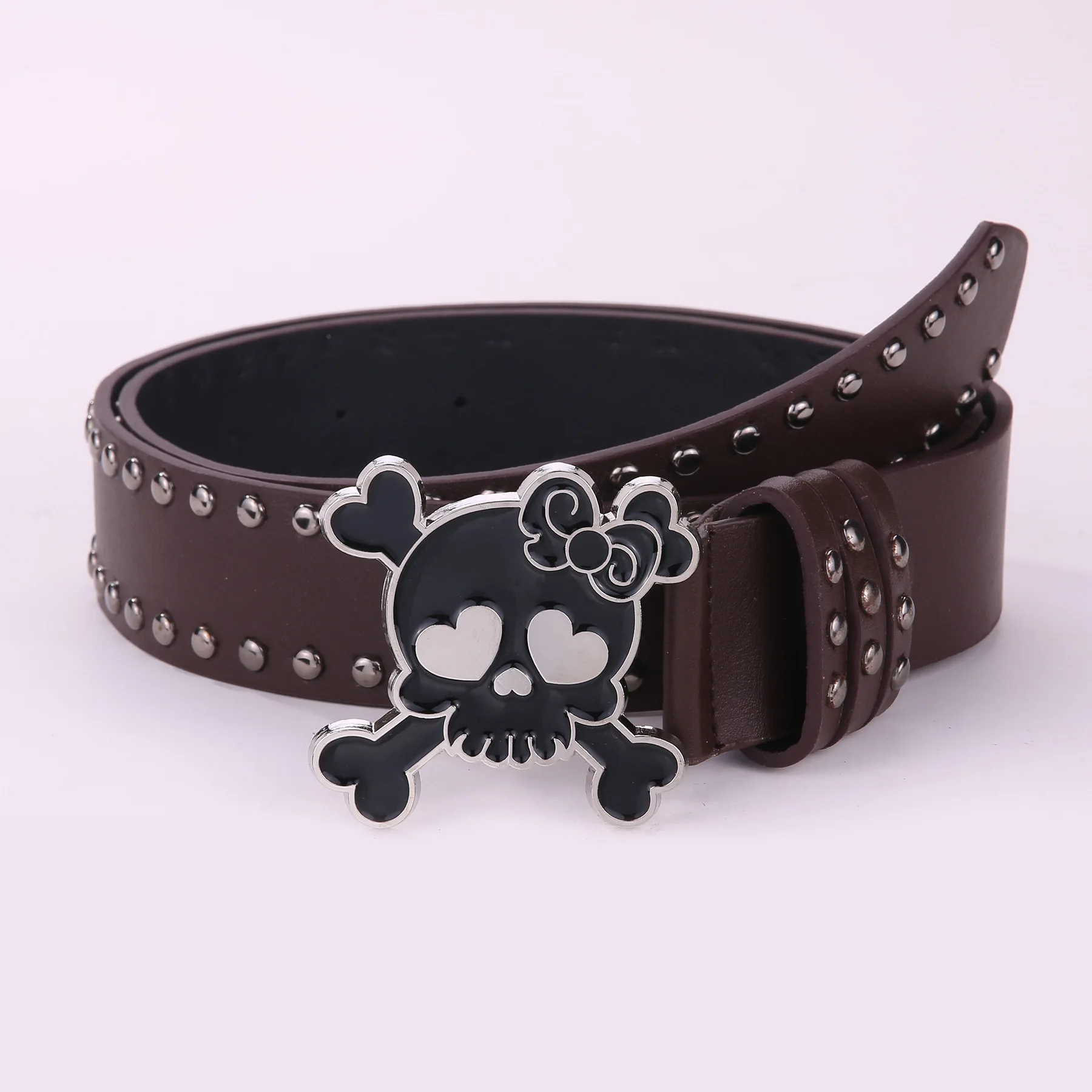 Herren- und Damen-Partygürtel, Halloween-Punk-Rockins, modischer Damen-Gürtel mit Totenkopf-Nieten, 2 kHot Girl, verstellbarer Gürtel für Männer und Frauen – Detail 6