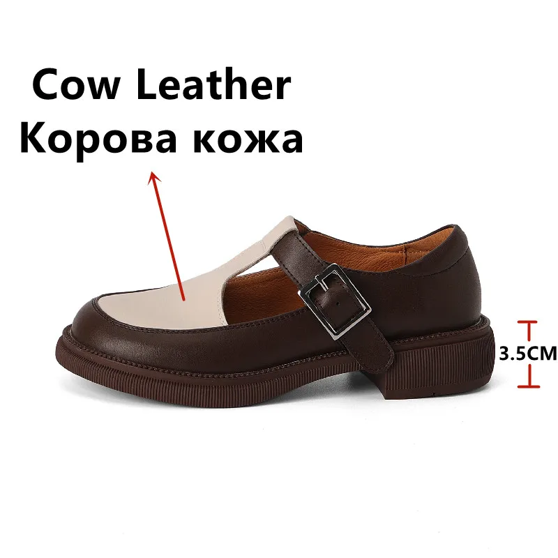 FEDONAS Retro mieszane kolory kobiety pompy t-strap prawdziwej skóry klamry platformy grube obcasy buty kobieta wiosna lato Casual