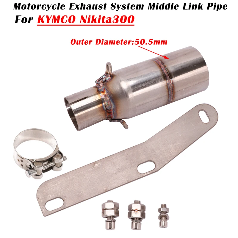 

Выхлопная система для мотоцикла, скутера, модифицированный глушитель из нержавеющей стали, среднее звено трубы, слипоны для KYMCO Nikita300 Nikita 300