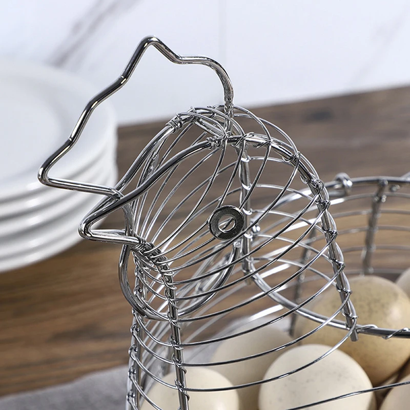 Egg Basket Wire Storage Chicken Holder Eggs Metal Fresh Baskets Gathering Container Shaped Kitchen Organizer Collecting