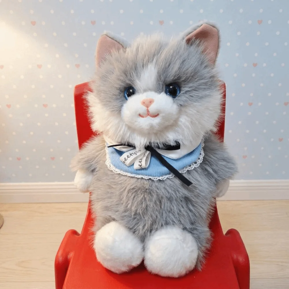 

Funny Fur Material Plush Backpack Lifelike Soft Stuffed Animal Bag Large Capacity Fluffy Ragdoll Cat School Bag Cat Lovers
