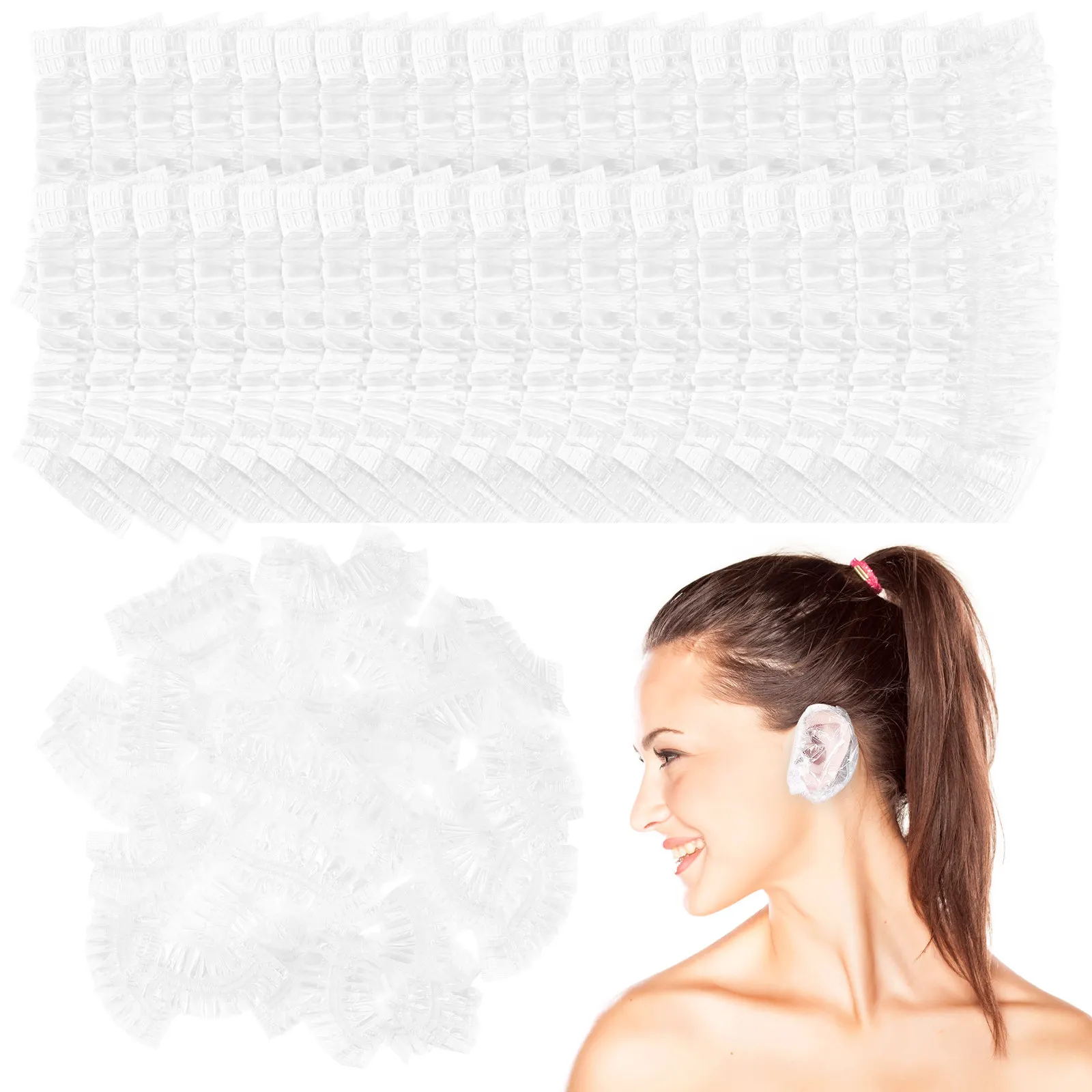 200pcs Disposable Ear Covers Extra Thick Stretchy for Shower, Hair Coloring, Conditioning, Bathing, Salon & Dorm Use