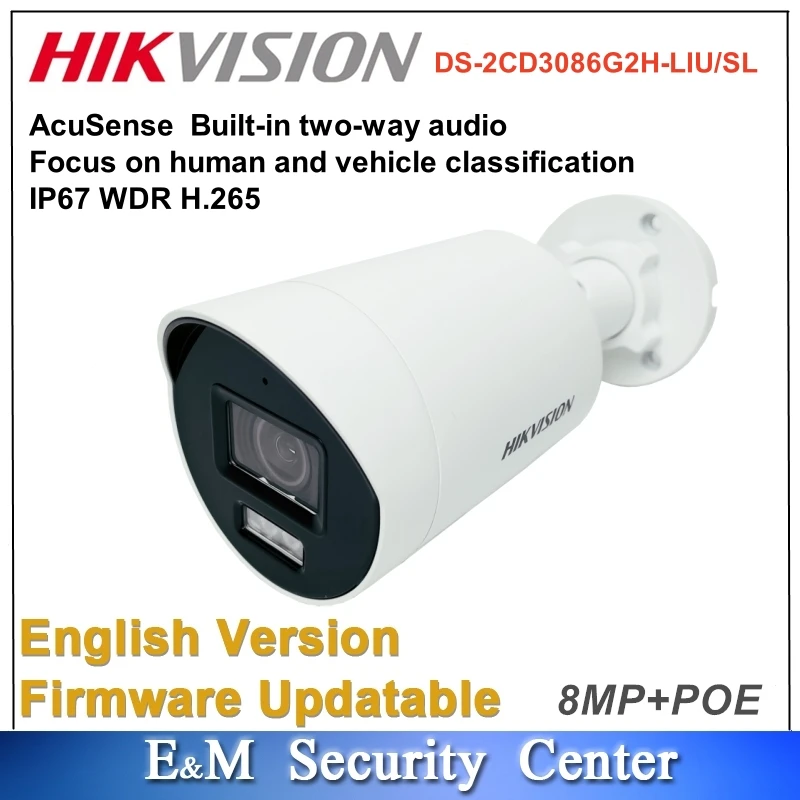 Original Hikvision DS-2CD3086G2H-LIU/SL Replace DS-2CD2086G2-IU/SL 8MP AcuSense Strobe Light Audible Warning Mini Network Camera