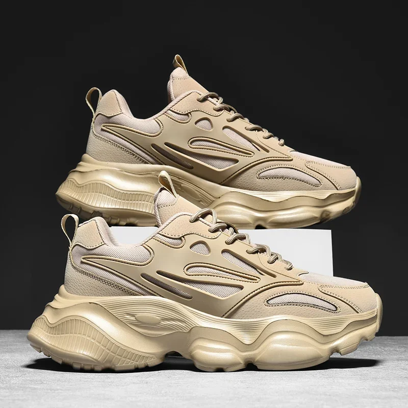 

2025 New Thick Soled Sports Shoes Students Soft Soled Increase Shoes Spring and Autumn Trend All Men Breathable Mesh Shoes