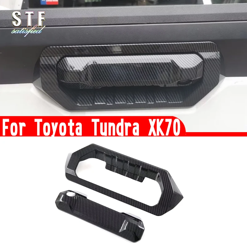 

Carbon Fiber Style Rear Trunk Door Handle Cover Trim Bowl For Toyota Tundra XK70 2022 2023 Car Accessories Stickers
