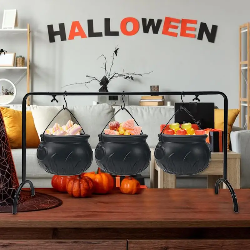 

Halloween Witch Cauldron Cauldron Pot Kettle Candy Holder Cauldrons On Rack 3 Pcs Home Decor Halloween Candy Bowl Black Pots