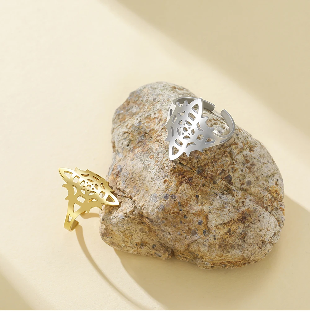 CoolTime Edelstahl Hexagramm-Ring für Frauen Goldfarben Verstellbarer Offener Gotischer Hexenknoten Amulett-Schmuck Geschenk – Detail 7