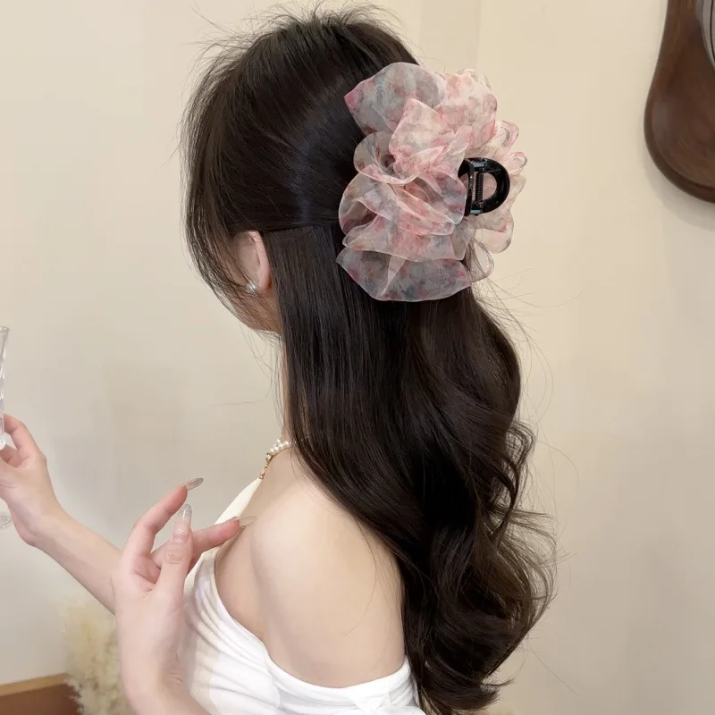 فقاعة الأزهار القرش كليب الأورجانزا الأزياء دبوس الشعر الإناث مزاجه أنيقة تنوعا إكسسوارات الشعر