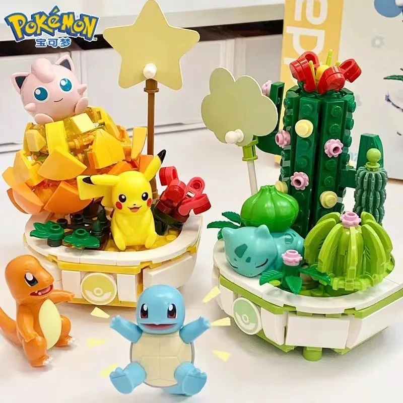 

Anime Pokemon Series Building Block Creative Potted Pikachu Bulbasaur Charmander Model Brick Doll Classic Cartoon Movie Kids Toy