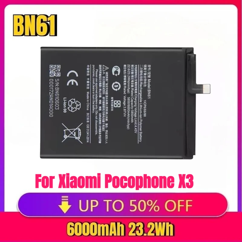 

For Xiaomi Pocophone X3 Poco X3 Pro X3Pro NFC X3 GT BM57 Replacement Batteries Bateria F3 F4 BN61 BN57 6000mAh Phone Battery